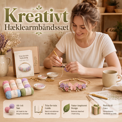 Naturfiber-baseret Håndværks-sæt til Hæklet Armbånd med Geometrisk Modulstruktur