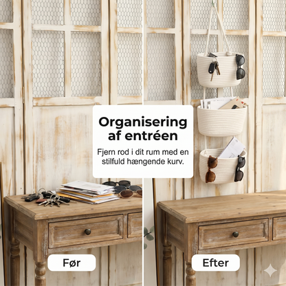 Pladsbesparende Væghængt Opbevaringskurv til Vertikal Organisering
