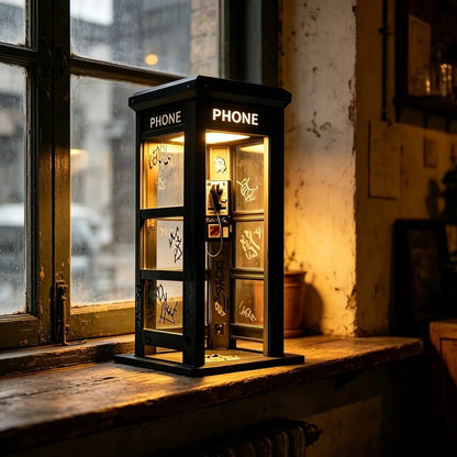 Vintage Telefonboks Stemningslampe med Varmt Lys