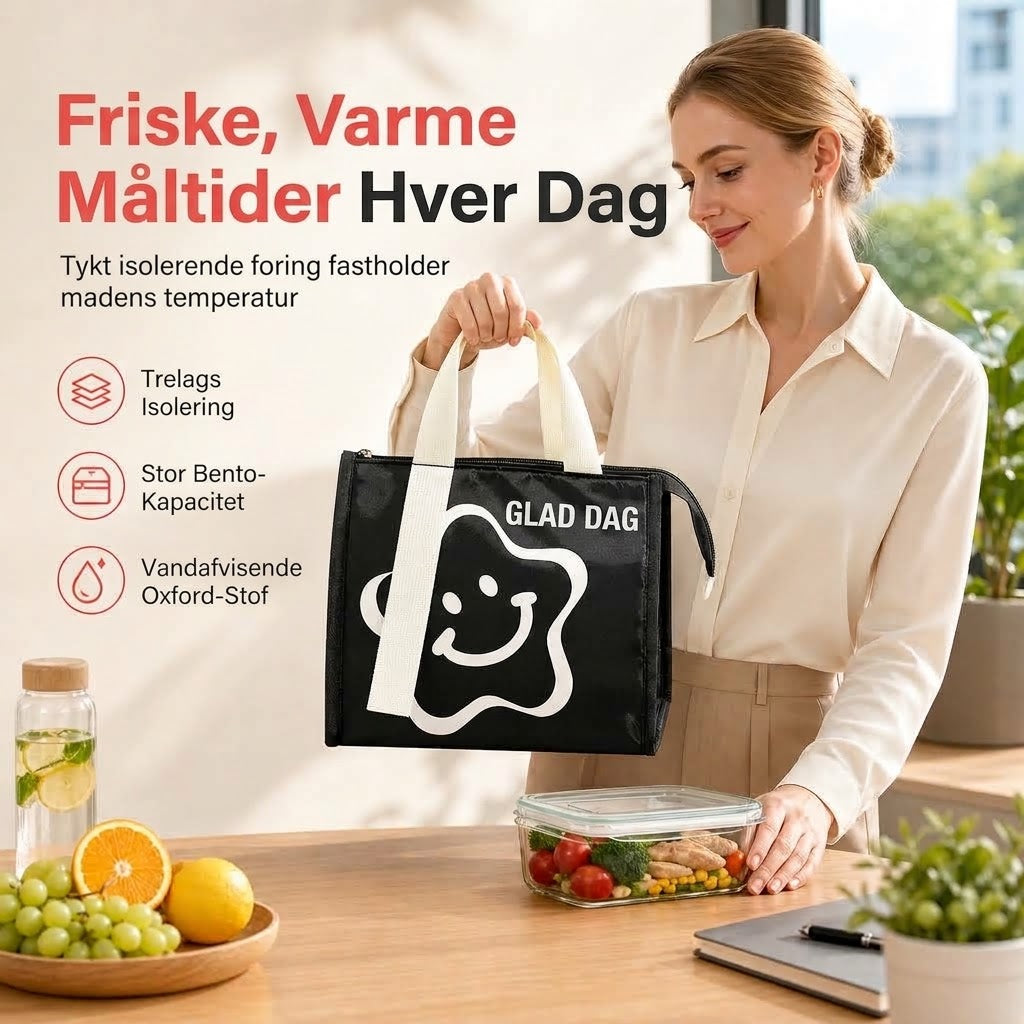 Ekstra Tyk Termotaske til Frokost – Holder Varmt og Koldt, Vandtæt & Stor Kapacitet