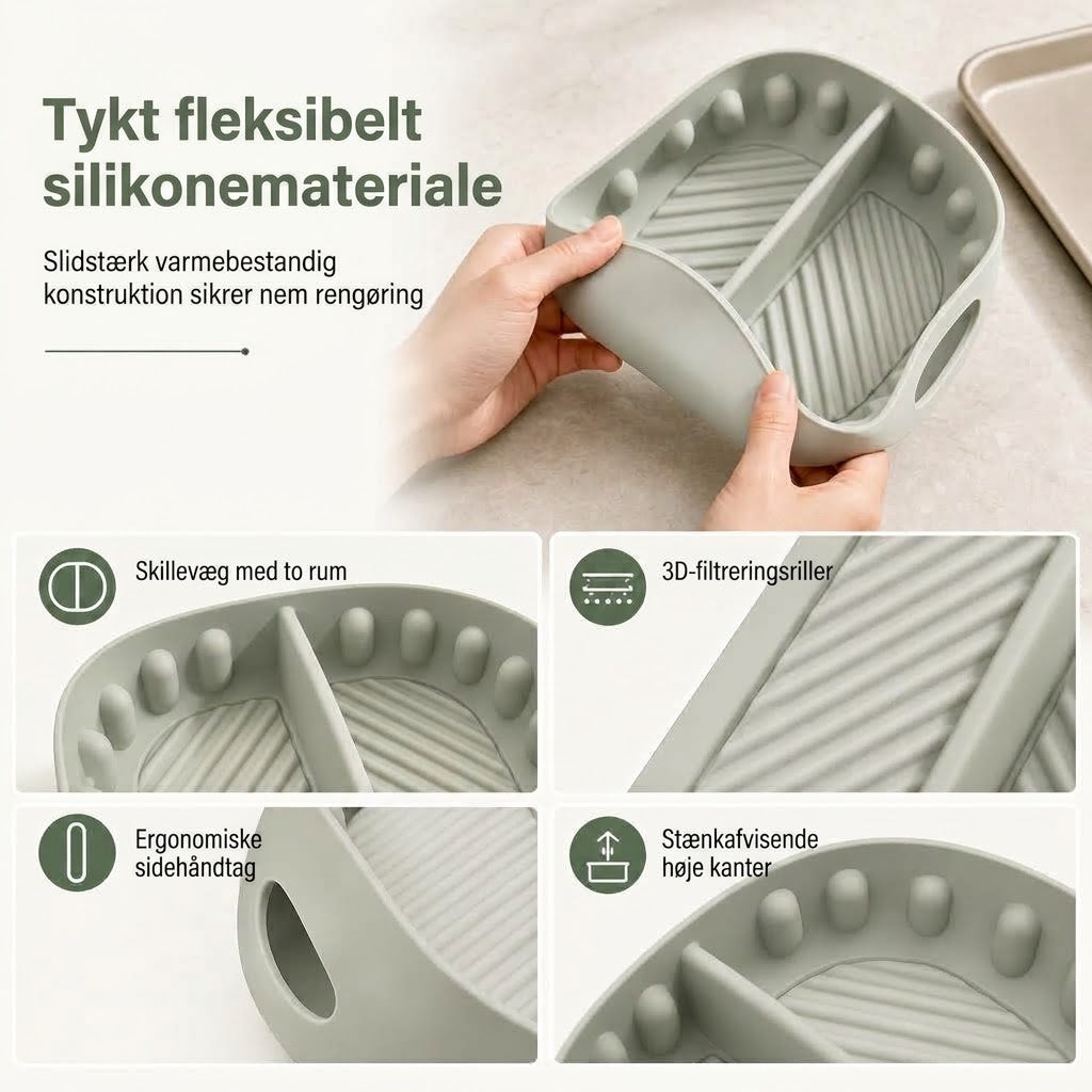 Genanvendelig Opdelt Silikoneindsats til Airfryer – Dual-Zone Design, Non-Stick Materiale & Fedtfattig Madlavning – Bevarer Original Smag og Gør Rengøring Let