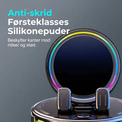 360° Roterbar Mobilholder til Bilen med Trådløs Opladning og RGB-lys