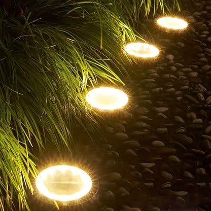 Udendørs solcellelampe i rustfrit stål med 8 LED
