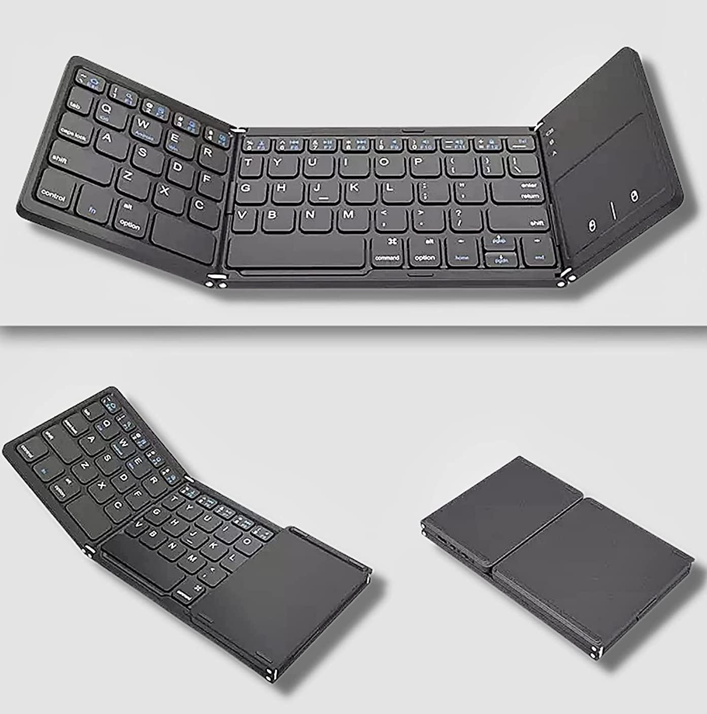 Foldbart Bluetooth Tastatur med Touchpad – Genopladeligt