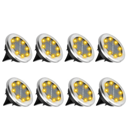 Udendørs solcellelampe i rustfrit stål med 8 LED