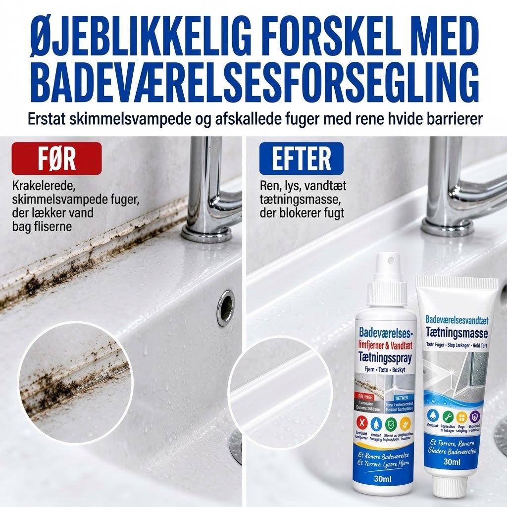 2-i-1 Fugesæt til Badeværelset – Fjern Gammel Fuge & Tætn på Ny – Enkelt, Vandtæt og Holdbart