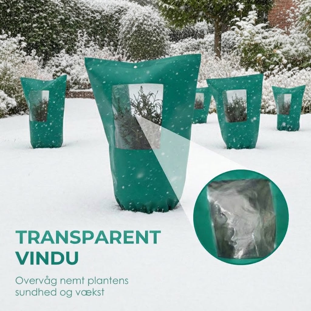 Vinterovertræk til Planter med Lynlås og Snoretræk – Frostsikker, Transparent Vindue & Robust Design – Ideelt til Frugttræer, Grøntsager og Potteplanter