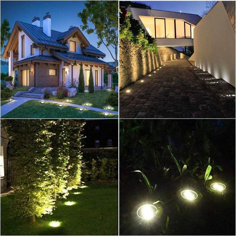 Udendørs solcellelampe i rustfrit stål med 8 LED