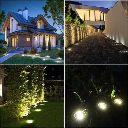 Udendørs solcellelampe i rustfrit stål med 8 LED
