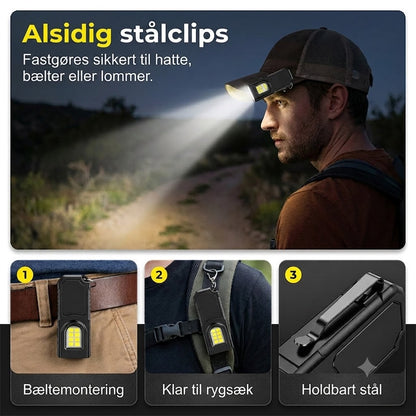 Mini nøgleringslygte med magnetisk base til praktisk hverdagsbrug