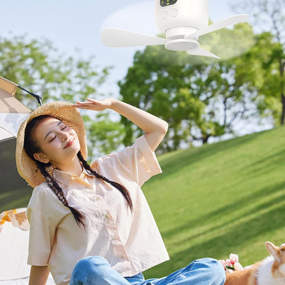 3-i-1 Camping Ventilator med Lys – Ultralydsvag motor, timer & aftageligt design
