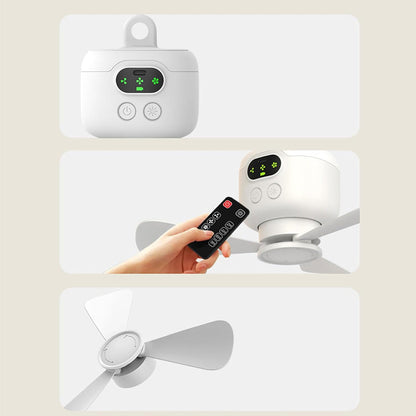 3-i-1 Camping Ventilator med Lys – Ultralydsvag motor, timer & aftageligt design