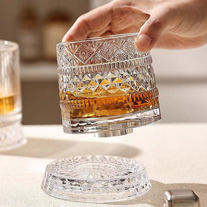 Vintage Heritage Roterende Whiskeyglas – Blyfrit Krystal med Prægninger