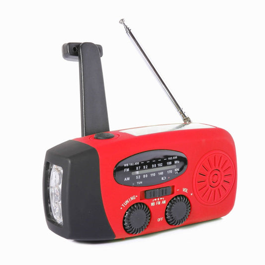 Nødradio med Håndsving & Solceller – AM/FM Radio med Powerbank & Lygte