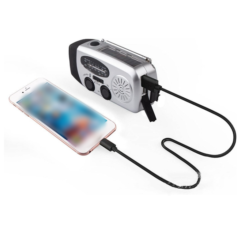 Nødradio med Håndsving & Solceller – AM/FM Radio med Powerbank & Lygte