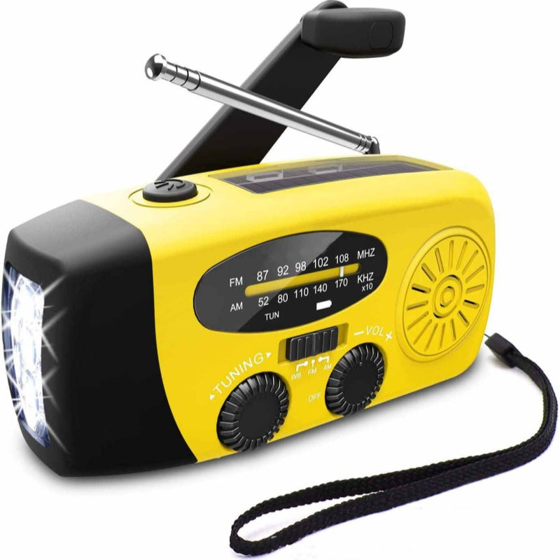 Nødradio med Håndsving & Solceller – AM/FM Radio med Powerbank & Lygte