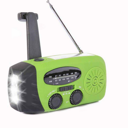 Nødradio med Håndsving & Solceller – AM/FM Radio med Powerbank & Lygte