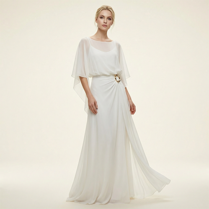 Elegant 2-Delt Sæt med Kappeærmer og Bukser med Vidde (S-5XL)