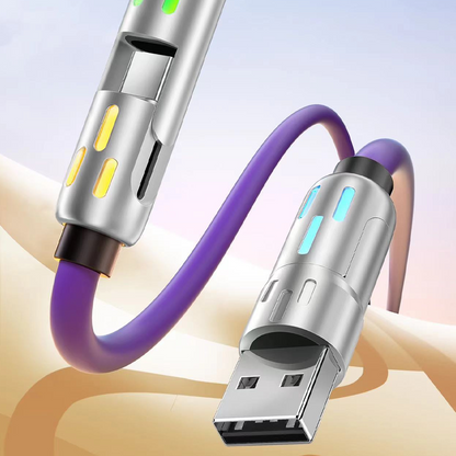 Universelt 240W 4-i-1 Hurtigopladningskabel med RGB-Lys