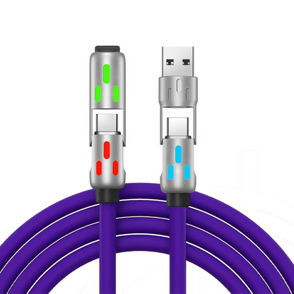 Universelt 240W 4-i-1 Hurtigopladningskabel med RGB-Lys