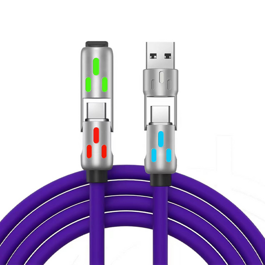 Universelt 240W 4-i-1 Hurtigopladningskabel med RGB-Lys
