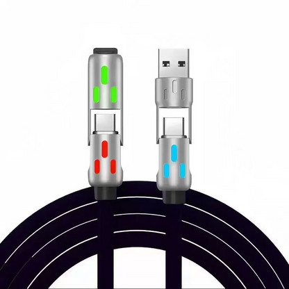 Universelt 240W 4-i-1 Hurtigopladningskabel med RGB-Lys