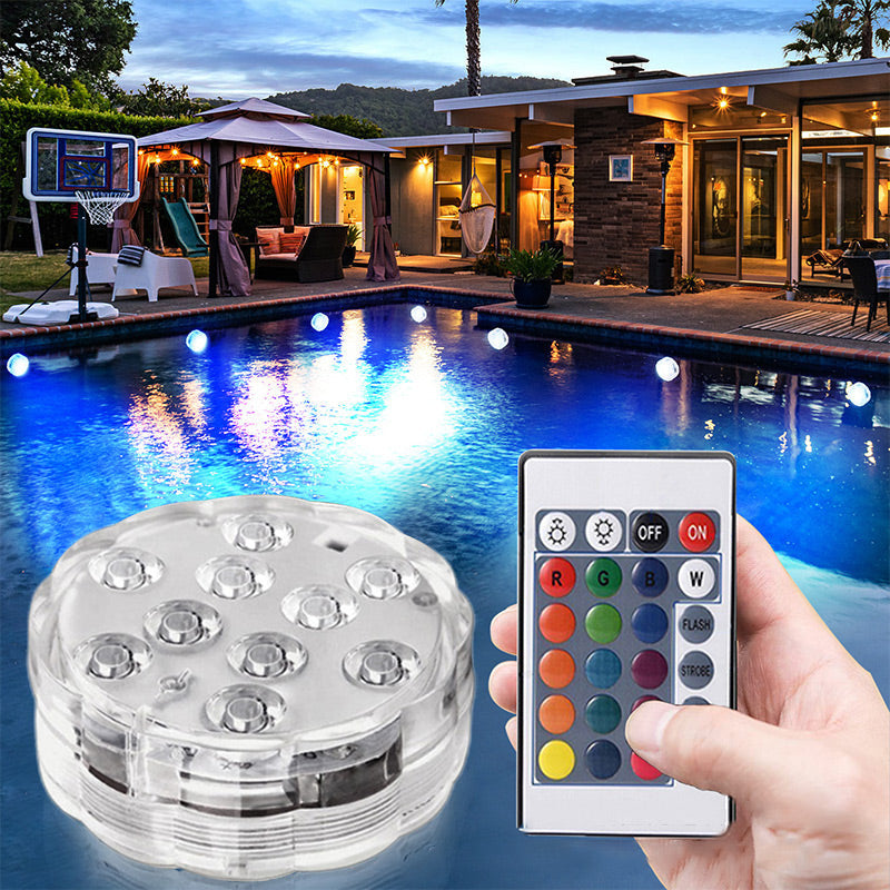Vandtæt LED Undervandslys (IP68) med Fjernbetjening – 16 Farver til Pool og Spa