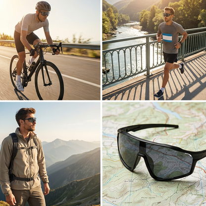 Rammeløse Panorama Sportsbriller – Optimal Vindbeskyttelse & UV-kontrol
