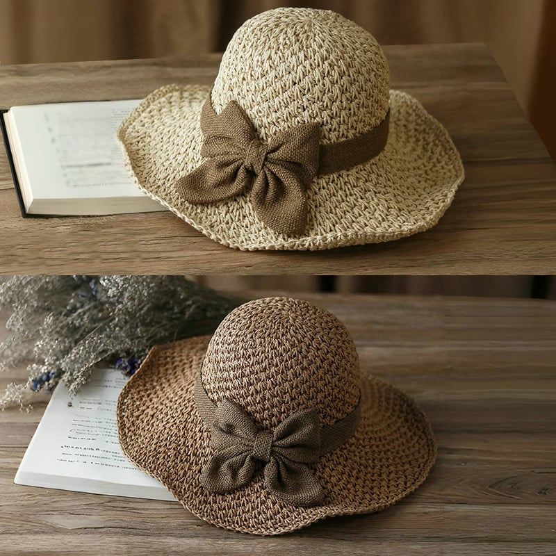 Håndlavet Retrosløjfe-stråhat – Åndbar & Fleksibel Sommeraccessory