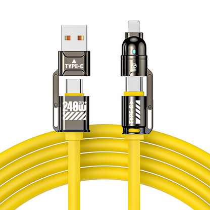 4-i-1 Hurtigladekabel (240W) – USB-C & USB-A i Ultra-blød Silikone