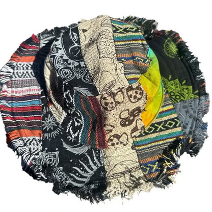 Patchwork Solhat i Hamp – Håndlavet Bøllehat med Bred Skygge