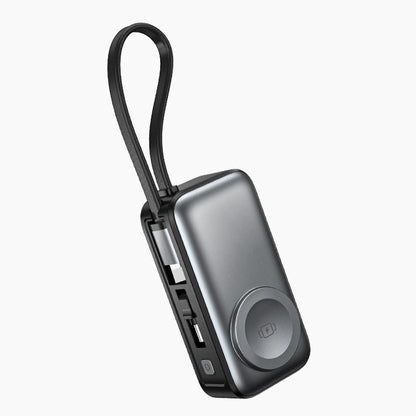 Ultra-kompakt Rejse-Powerbank – Integreret USB-C & Lightning + Magnetisk Wireless
