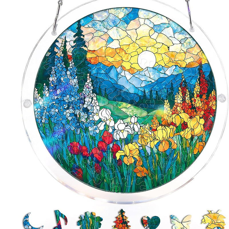 Puslespils-Panorama: Akryl Suncatcher med Hav & Solnedgang