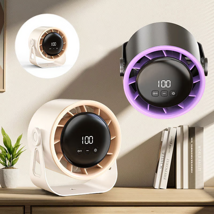 Genopladelig Bordventilator med Smart LED-Skærm