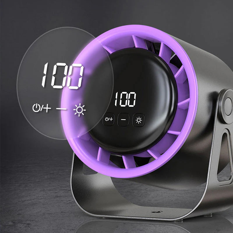 Genopladelig Bordventilator med Smart LED-Skærm