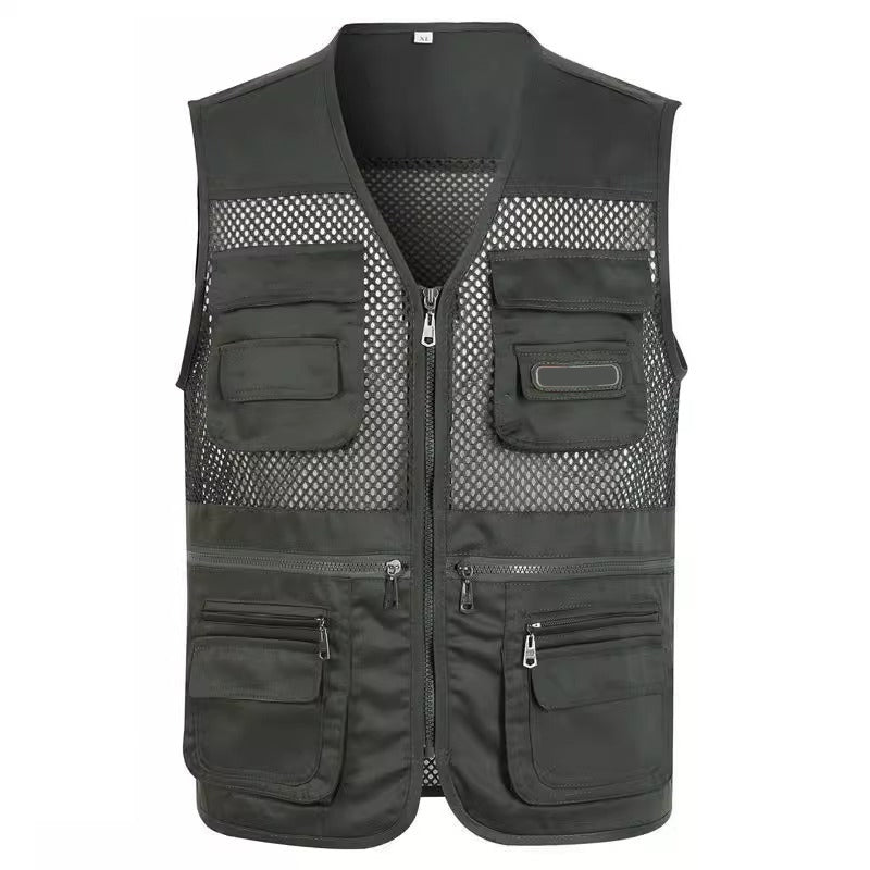 Praktisk Outdoor-vest – Slidstærkt mesh til fiskeri & vandring