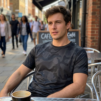 Hurtigtørrende Camouflage Sport T-shirt til Mænd til Fitness og Løb