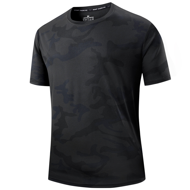 Hurtigtørrende Camouflage Sport T-shirt til Mænd til Fitness og Løb