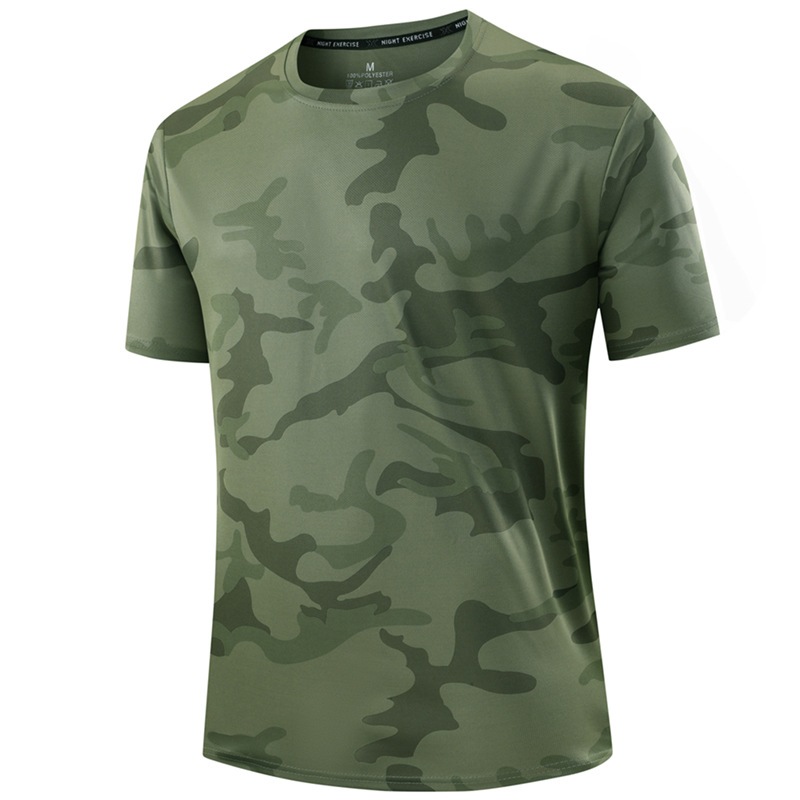 Hurtigtørrende Camouflage Sport T-shirt til Mænd til Fitness og Løb