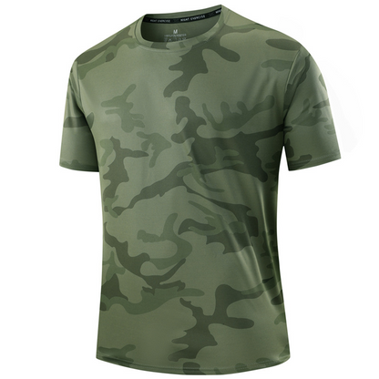 Hurtigtørrende Camouflage Sport T-shirt til Mænd til Fitness og Løb