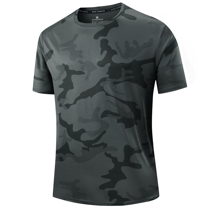 Hurtigtørrende Camouflage Sport T-shirt til Mænd til Fitness og Løb