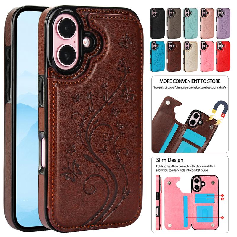 Blomstret telefoncover med indbygget kortholder