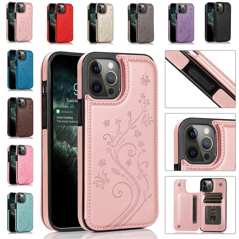 Blomstret telefoncover med indbygget kortholder