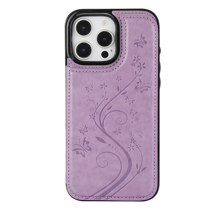 Blomstret telefoncover med indbygget kortholder