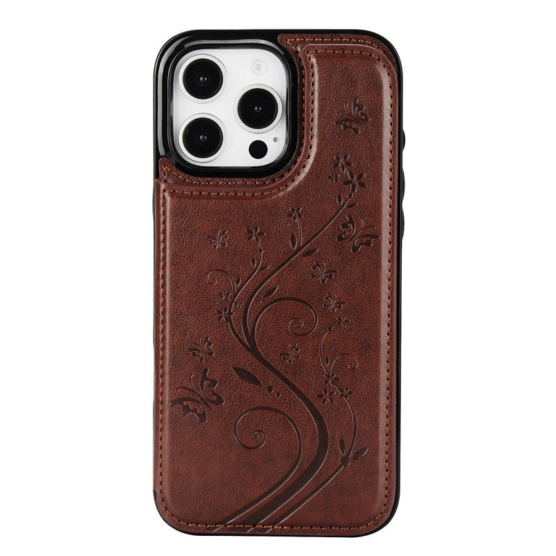 Blomstret telefoncover med indbygget kortholder