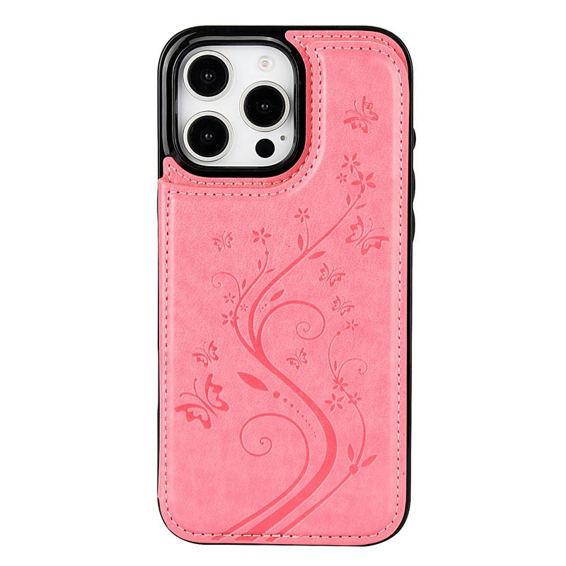 Blomstret telefoncover med indbygget kortholder