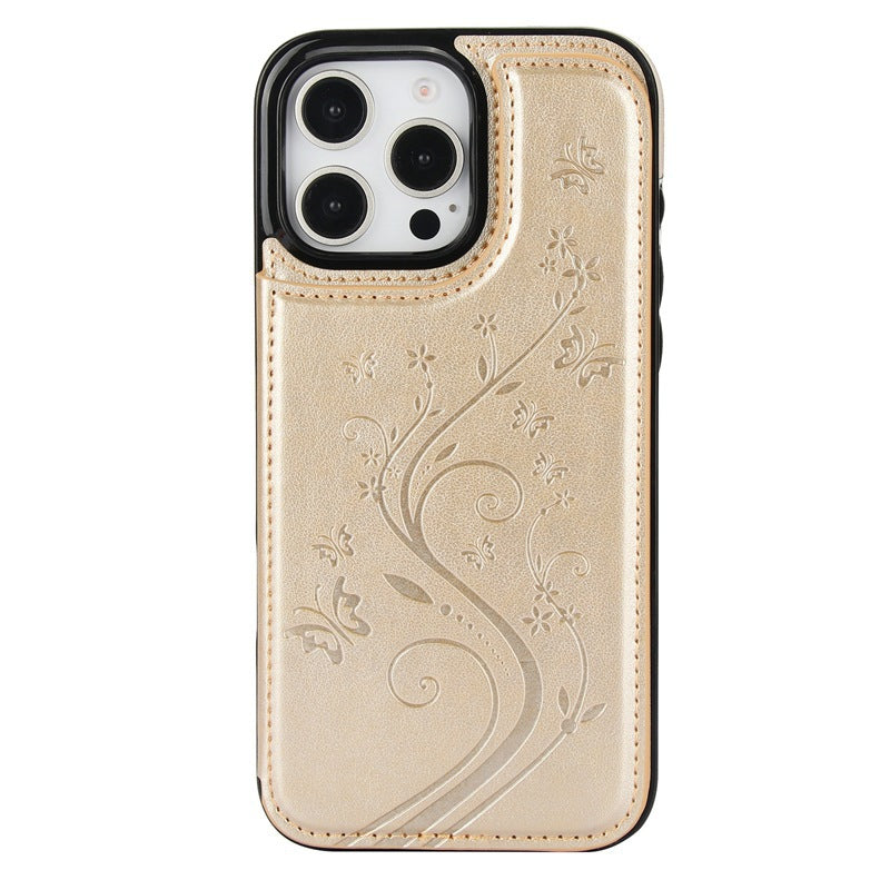 Blomstret telefoncover med indbygget kortholder