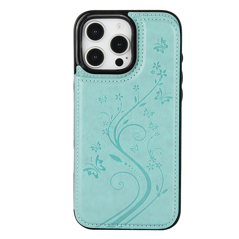 Blomstret telefoncover med indbygget kortholder