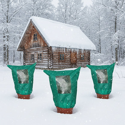 Vinterovertræk til Planter med Lynlås og Snoretræk – Frostsikker, Transparent Vindue & Robust Design – Ideelt til Frugttræer, Grøntsager og Potteplanter
