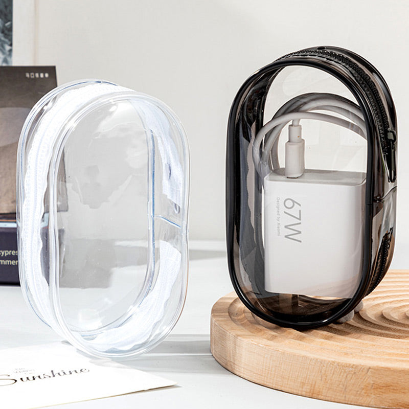 Multifunktionel Transparent Kabeltaske – Hurtigt Overblik, med Lynlås og Krog – Ideel til Rejser, Fitness og Kontor